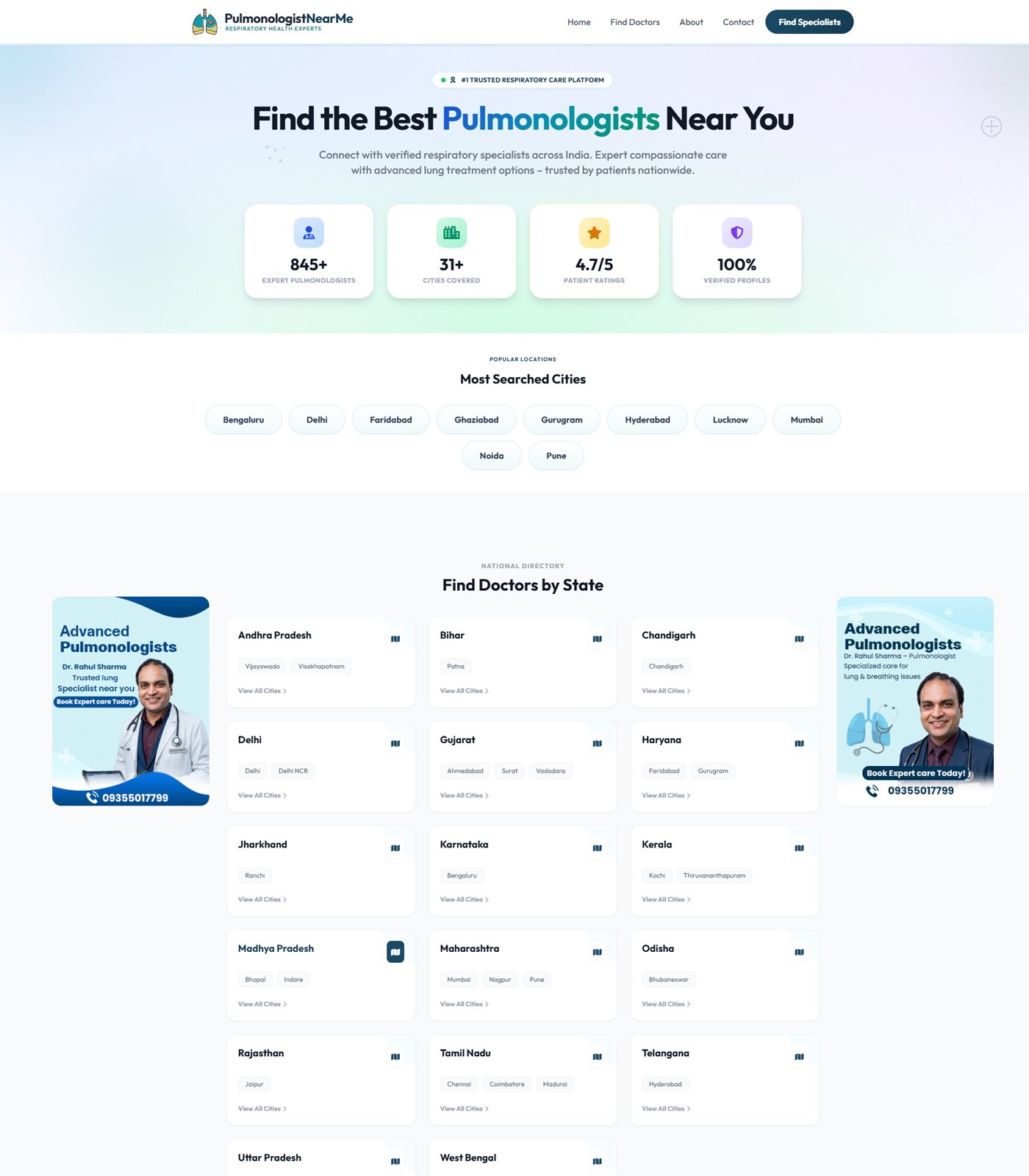 PulmonologistNearMe — medical website built by DoubleSure